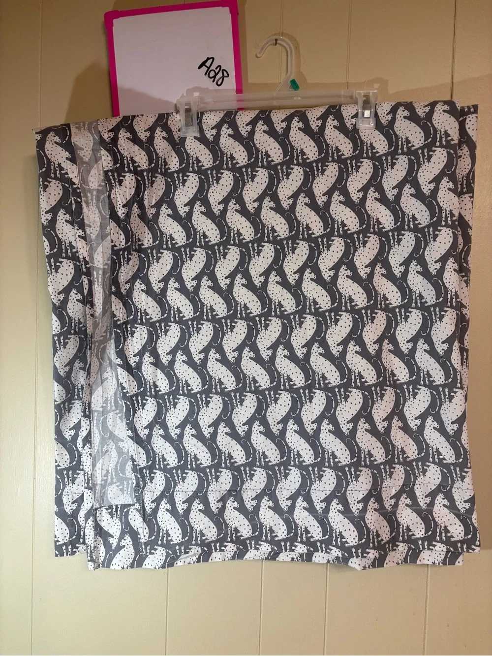 Anthropologie Gray and White Cat Motif Bedding Sheet